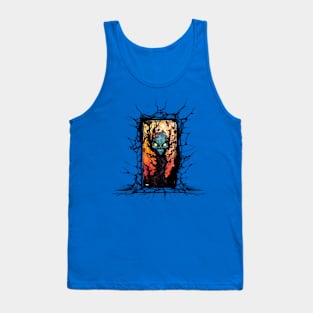 Spooky Skull Tree Coming Through Doorway Tank Top